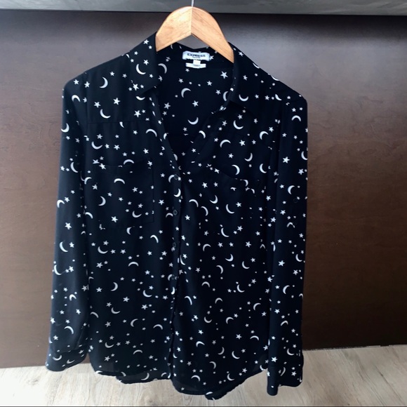 Express Tops - Express Portofino Shirt Stars ⭐️ 🌚 Moon Print